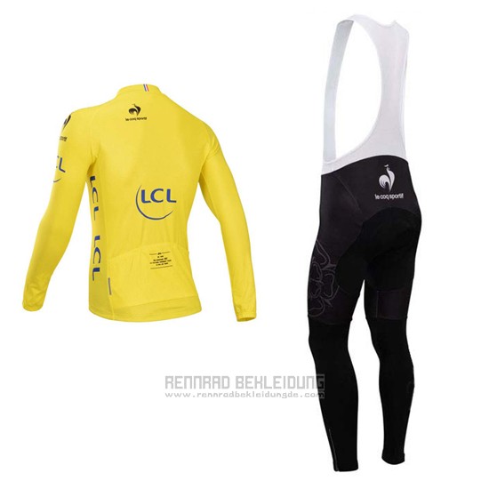 2014 Fahrradbekleidung Tour de France Gelb Trikot Langarm und Tragerhose